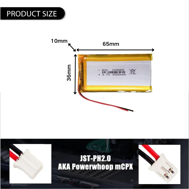 Load image into Gallery viewer, [PH2.0-JST Connector][103665] Universal 3000mAh3.7V Rechargeable Li-Ion Lithium Polymer Battery - Polar Tech Australia
