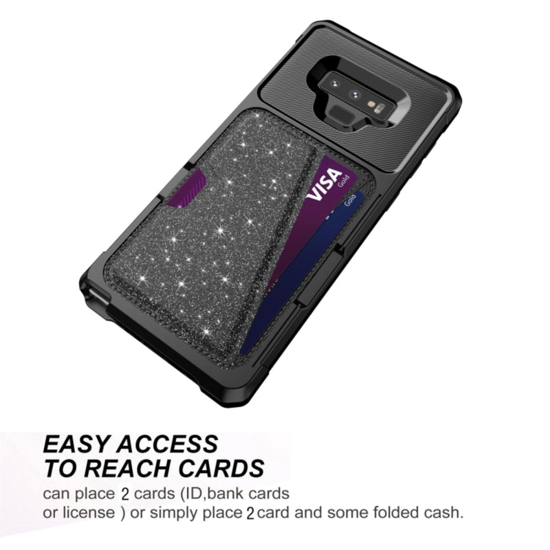 Cargue la imagen en el visor de la galería, Samsung Galaxy Note 9 (SM-N960) - Glitter Magnetic Card Bag Phone Case
