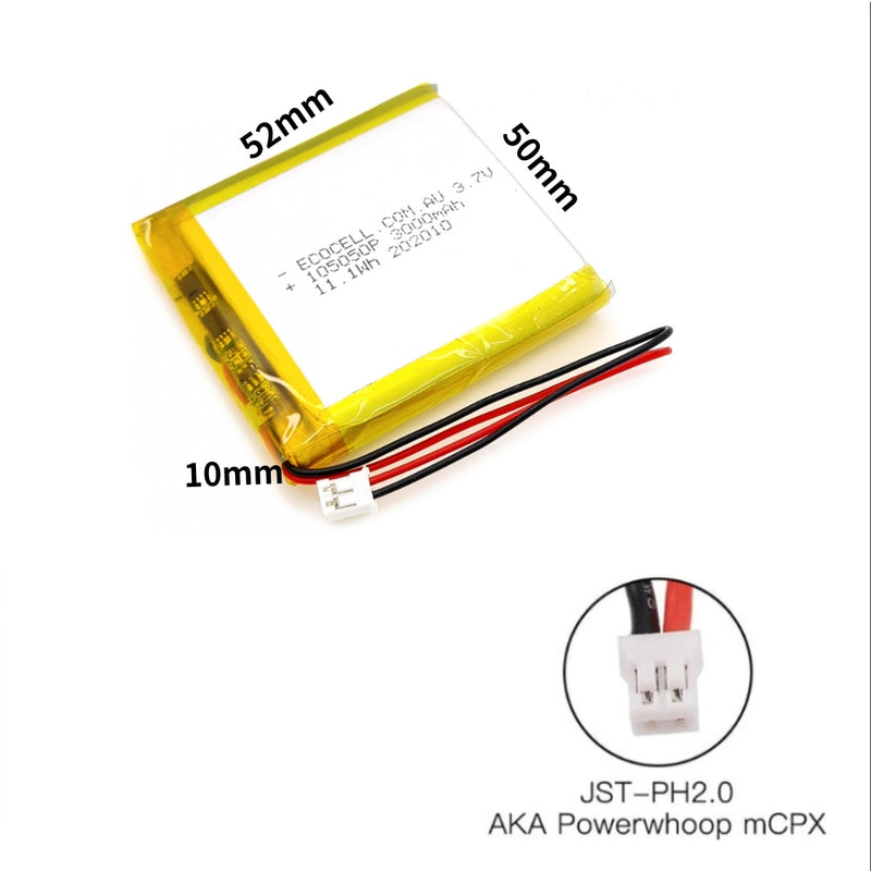 Load image into Gallery viewer, [PH2.0-JST Connector][105050] Universal 3000mAh 3.7V Rechargeable Li-Ion Lithium Polymer Battery - Polar Tech Australia
