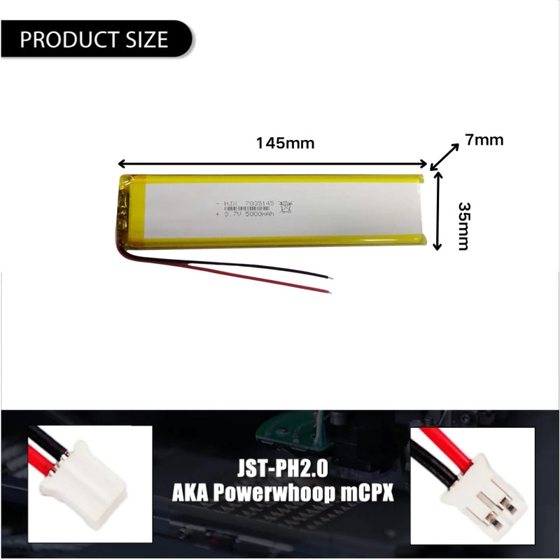 Load image into Gallery viewer, [PH2.0-JST Connector][7035145] Universal 5000mAh 3.7V Rechargeable Li-Ion Lithium Polymer Battery - Polar Tech Australia
