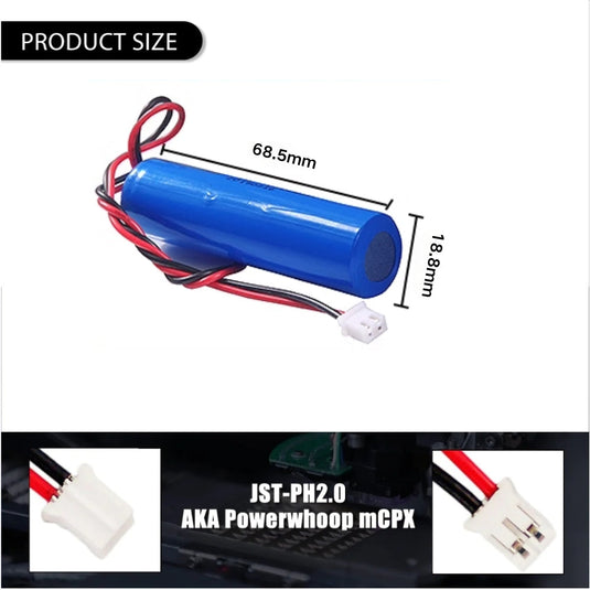 [PH2.0-JST Connector][18650] Universal 2600mAh 3.7V Rechargeable Li-Ion Lithium Polymer Battery - Polar Tech Australia