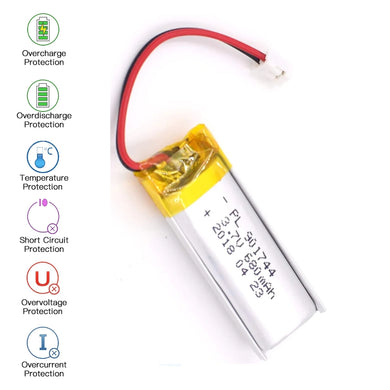 [PH2.0-JST Connector][901744] Universal 680mAh 3.7V Rechargeable Li-Ion Lithium Polymer Battery - Polar Tech Australia