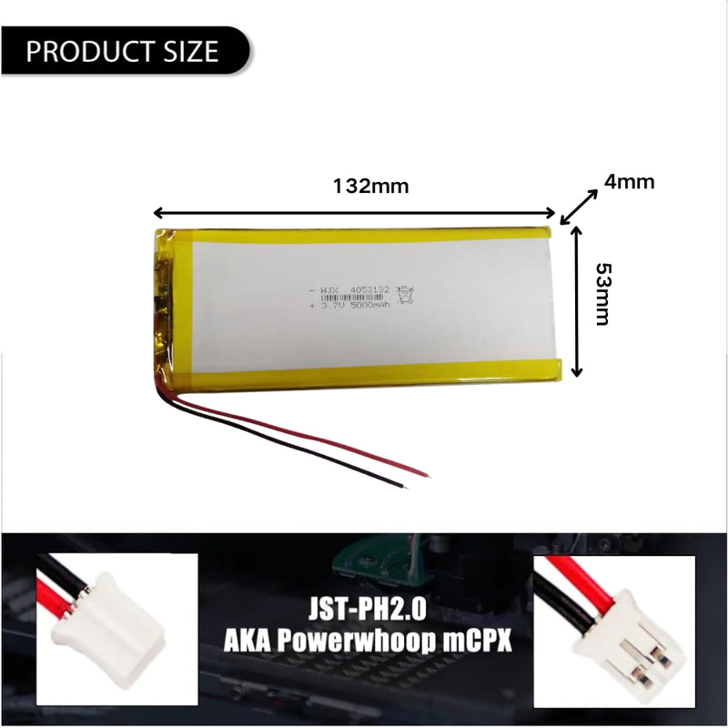 Load image into Gallery viewer, [PH2.0-JST Connector][4053132] Universal 5000mAh 3.7V Rechargeable Li-Ion Lithium Polymer Battery - Polar Tech Australia
