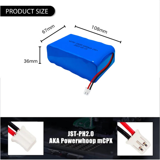 [PH2.0-JST Connector][18650] Universal 6000mAh 24V Rechargeable Li-Ion Lithium Polymer Battery - Polar Tech Australia