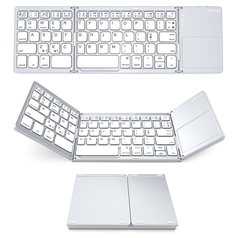 Cargue la imagen en el visor de la galería, Foldable Bluetooth Keyboard with Touchpad Portable Wireless Keyboard , Rechargeable Full Size Ultra Slim Pocket Folding Keyboard for Android Windows iOS Tablet And Mobile Phone - Polar Tech Australia
