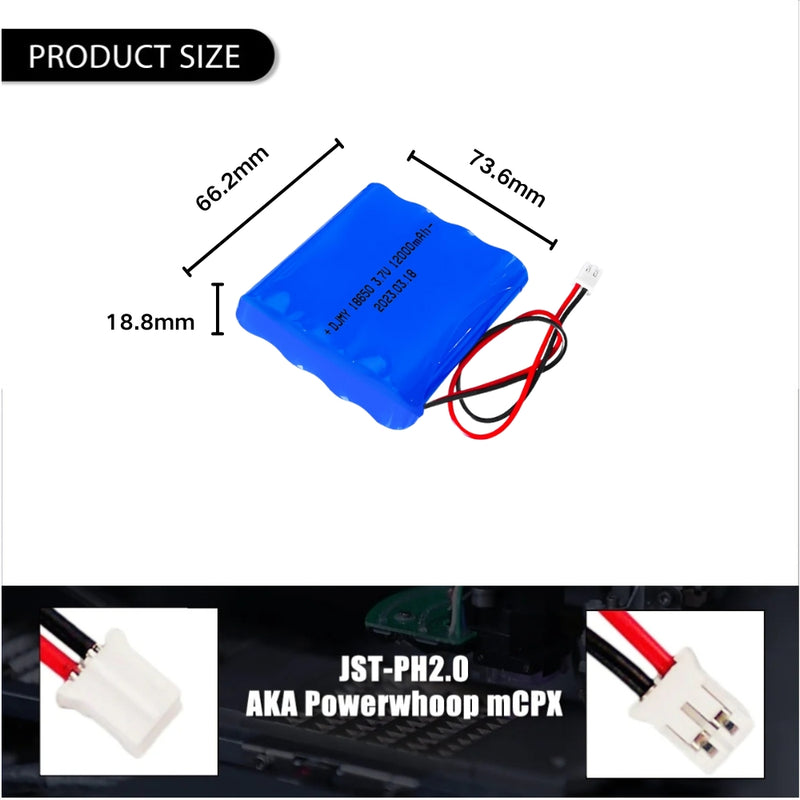 Load image into Gallery viewer, [PH2.0-JST Connector][18650] Universal 12000mAh 3.7V Rechargeable Li-Ion Lithium Polymer Battery - Polar Tech Australia
