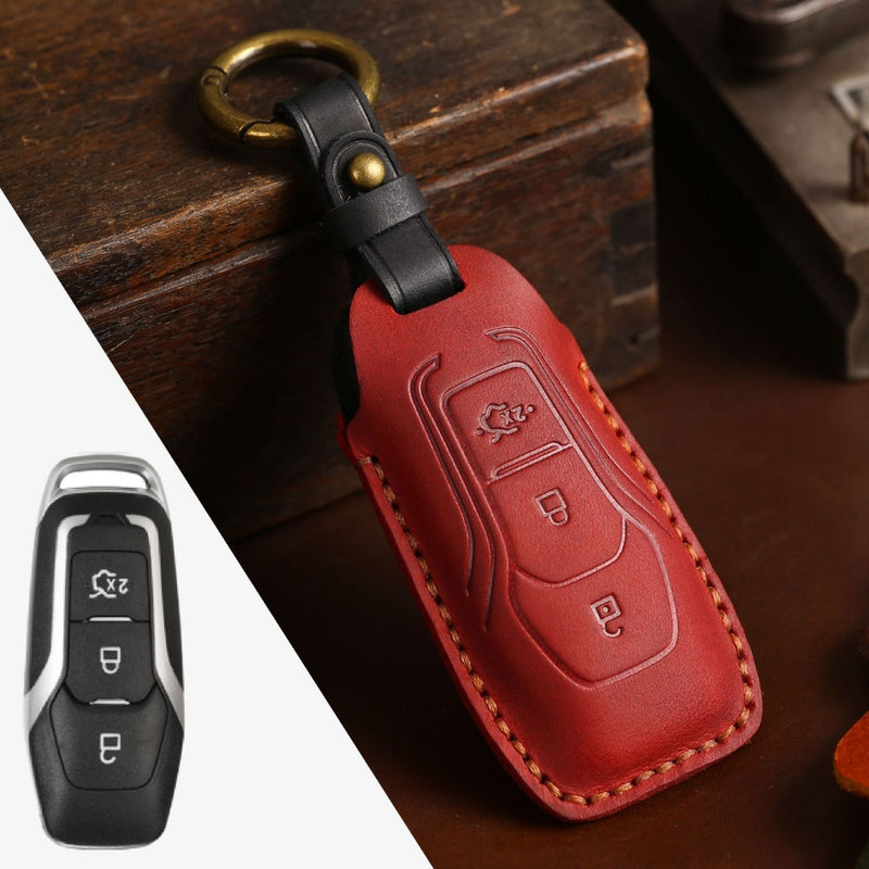 Load image into Gallery viewer, Ford Handcrafted Genuine Leather Car Key Fob Protective Case Cover For Edge, Mondeo, Ka, Fiesta, Focus, Galaxy, Mustang, Kuga
