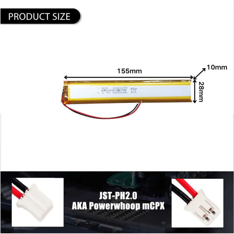 Load image into Gallery viewer, [PH2.0-JST Connector][1028155] Universal 5200mAh 3.7V Rechargeable Li-Ion Lithium Polymer Battery - Polar Tech Australia
