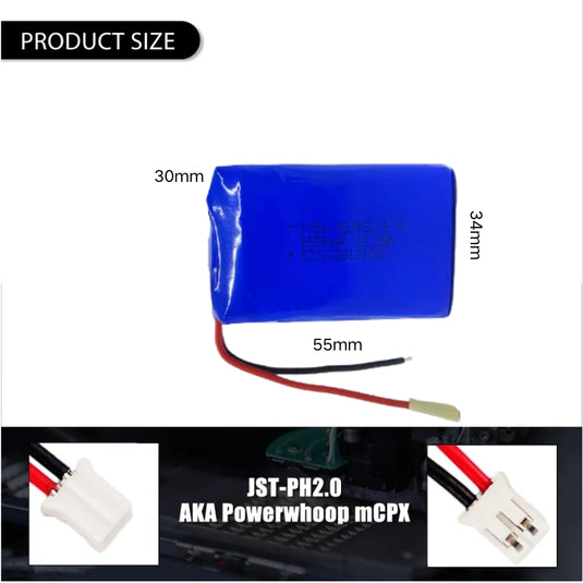 [PH2.0-JST Connector][303453] Universal 6000mAh 3.7V Rechargeable Li-Ion Lithium Polymer Battery - Polar Tech Australia