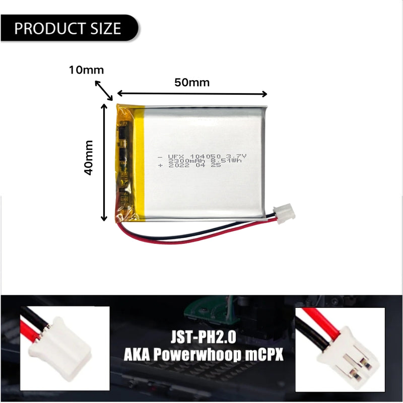 Load image into Gallery viewer, [PH2.0-JST Connector][104050] Universal 2300mAh 3.7V Rechargeable Li-Ion Lithium Polymer Battery - Polar Tech Australia
