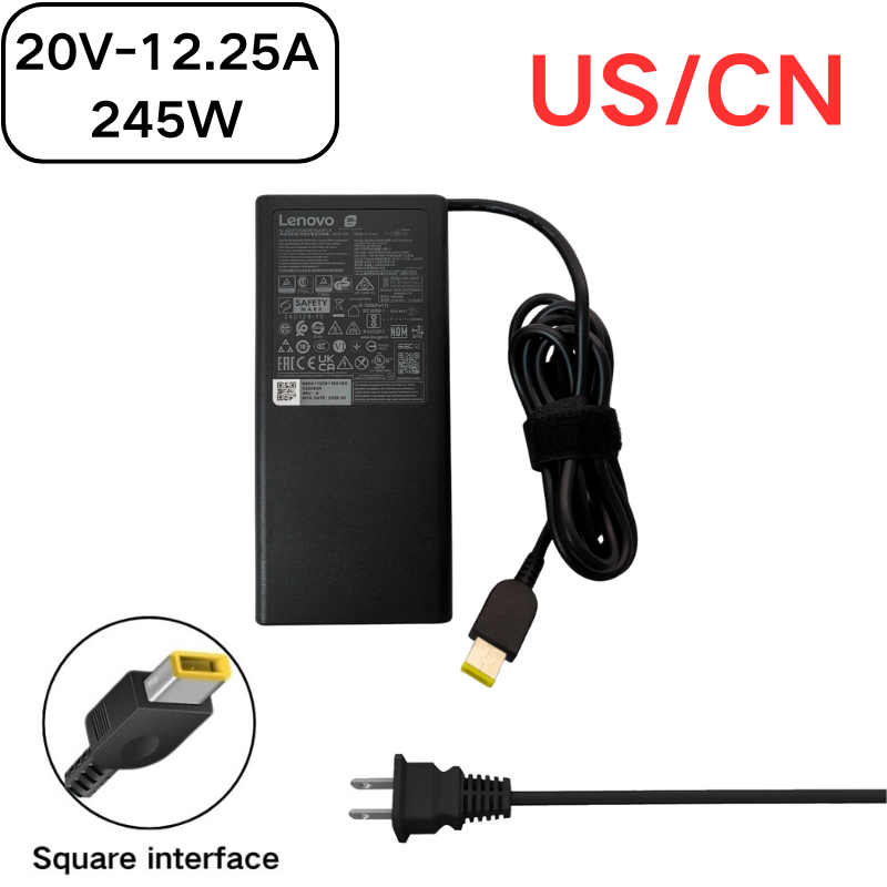 Load image into Gallery viewer, [20V-12.25A/245W][Yellow Square Slim Tip][Slim GaN] Lenovo Legion Pro 5 16IAX10 / Legion 5 15IRX10 / LOQ 17IRX10 2025 Gaming Series - Laptop AC Power Supply Adapter Charger
