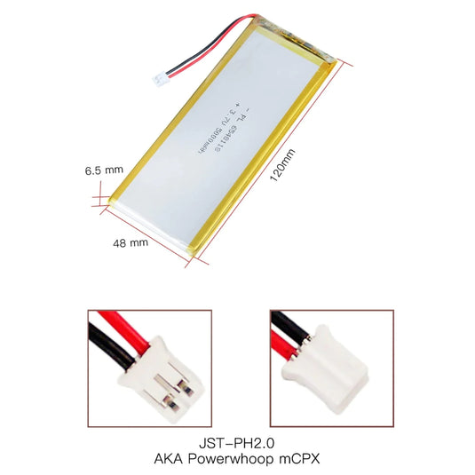 [PH2.0-JST Connector][6548118] Universal 5000mAh 3.7V Rechargeable Li-Ion Lithium Polymer Battery - Polar Tech Australia
