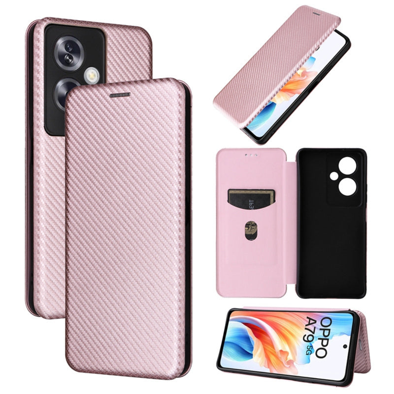 Load image into Gallery viewer, OPPO A79 5G (CPH2557, CPH2553) - Carbon Fiber Texture Flip Leather Phone Case - Polar Tech Australia
