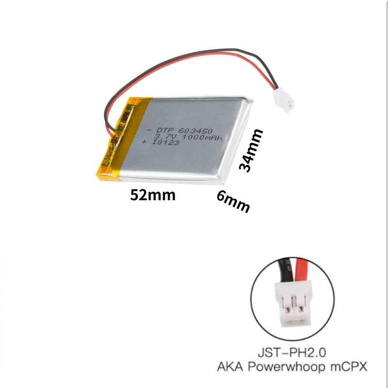 Load image into Gallery viewer, [PH2.0-JST Connector][603450] Universal 1000mAh 3.7V Rechargeable Li-Ion Lithium Polymer Battery - Polar Tech Australia
