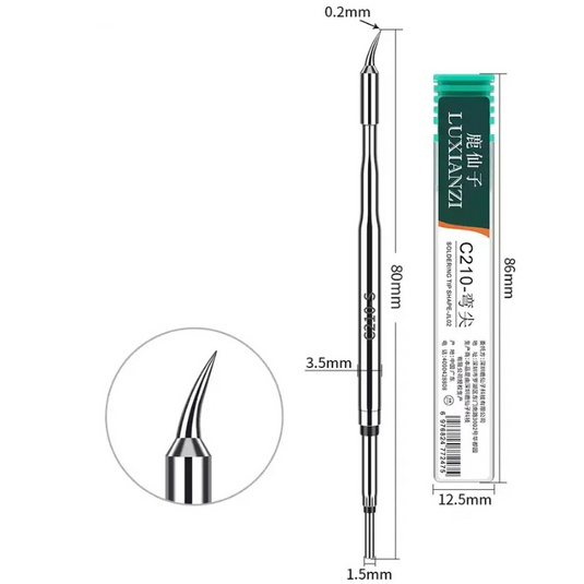 [LXZ924211] C210 Soldering Iron Tip Replacement Compatible with JBC T26 Soldering Station Handle, Soldering Iron, Soldering Bent Tip Knife Head - Polar Tech Australia