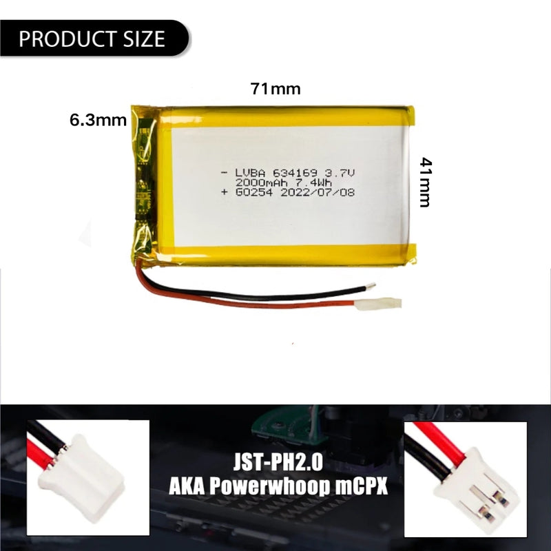 Load image into Gallery viewer, [PH2.0-JST Connector][634169] Universal 2000mAh 3.7V Rechargeable Li-Ion Lithium Polymer Battery - Polar Tech Australia
