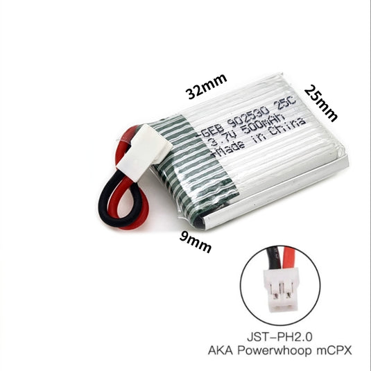 [PH2.0-JST Connector][902530] Universal 500mAh 3.7V Rechargeable Li-Ion Lithium Polymer Battery - Polar Tech Australia
