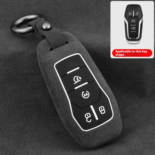 Ford High-Quality Suede Car Key Fob Protective Case Cover For Fusion, Mondeo, Mustang, Explorer, Edge, EcoSport