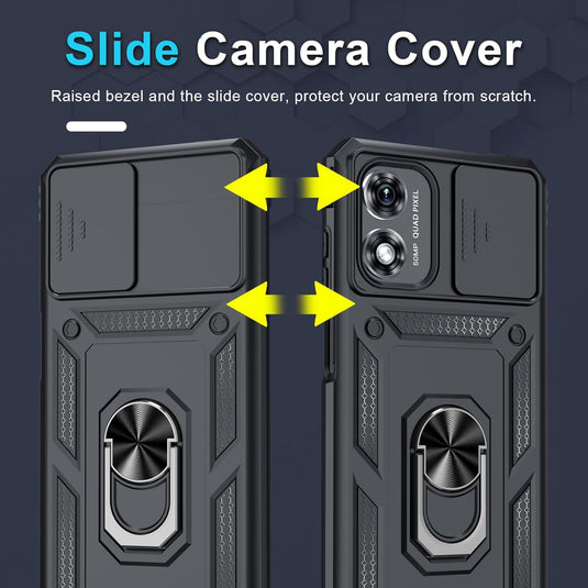 [Magnetic Ring Kickstand][Slide Camera Cover] Motorola Moto G Play 2024 - Shield Shockproof Rugged Heavy Duty Case - Polar Tech Australia