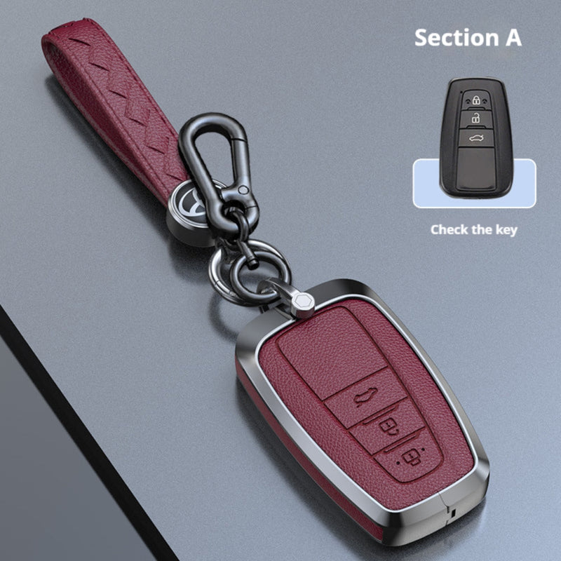 Load image into Gallery viewer, Toyota Zinc Alloy Leather Car Key Fob Case Cover For Camry, C-HR, Corolla, RAV4, Avalon, Land Cruiser, Prado, Prius - Polar Tech Australia
