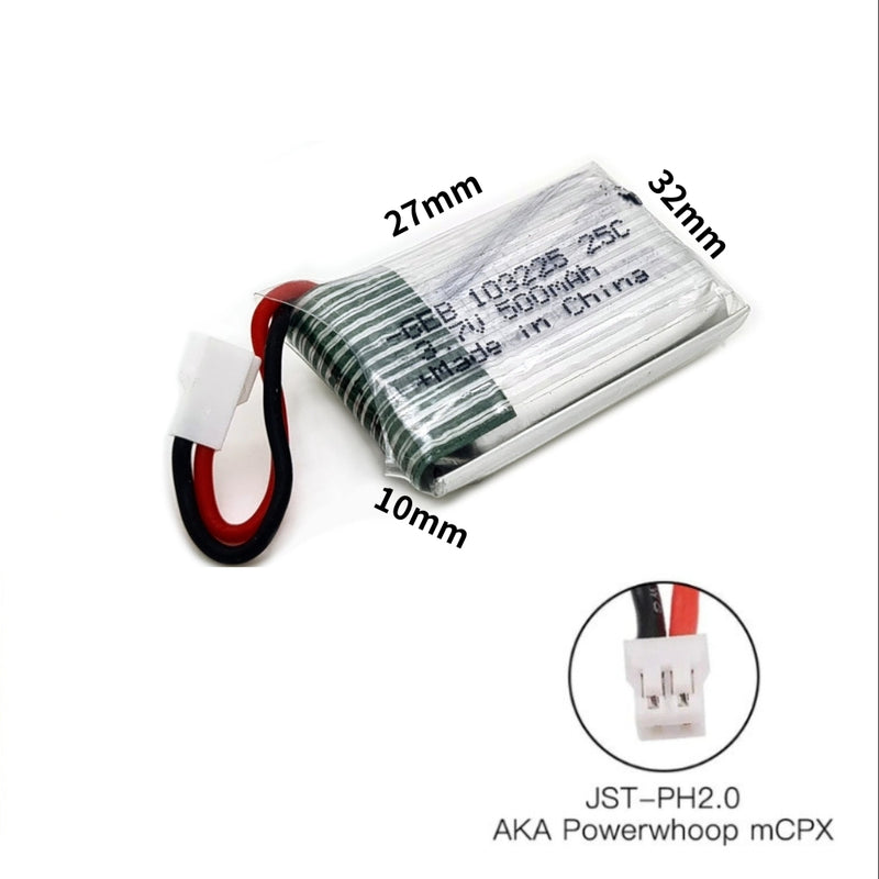 Load image into Gallery viewer, [PH2.0-JST Connector][103225] Universal 500mAh 3.7V Rechargeable Li-Ion Lithium Polymer Battery - Polar Tech Australia
