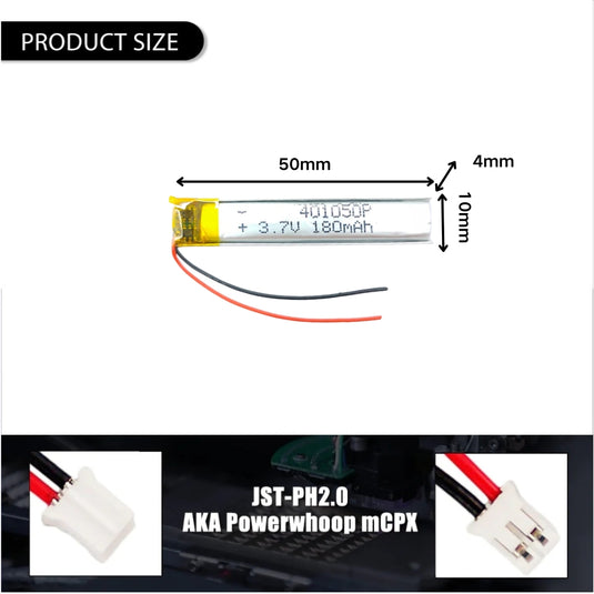 [PH2.0-JST Connector][401050] Universal 160mAh 3.7V Rechargeable Li-Ion Lithium Polymer Battery - Polar Tech Australia