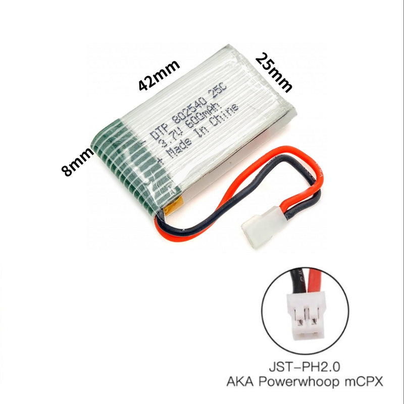 Load image into Gallery viewer, [PH2.0-JST Connector][802540] Universal 600mAh 3.7V Rechargeable Li-Ion Lithium Polymer Battery - Polar Tech Australia
