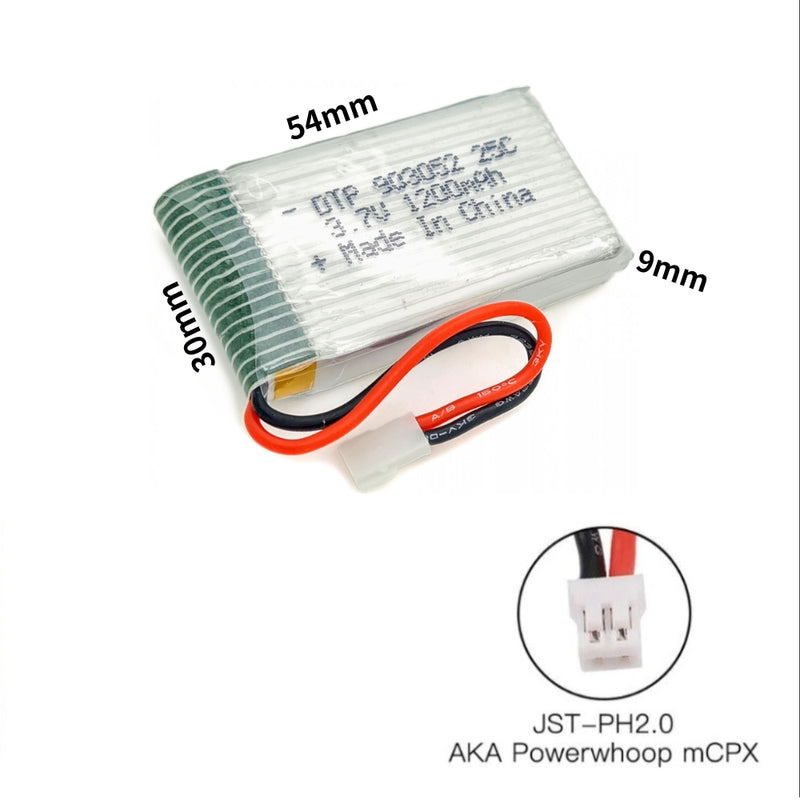 Cargue la imagen en el visor de la galería, [PH2.0-JST Connector][903052] Universal 1200mAh 3.7V Rechargeable Li-Ion Lithium Polymer Battery - Polar Tech Australia
