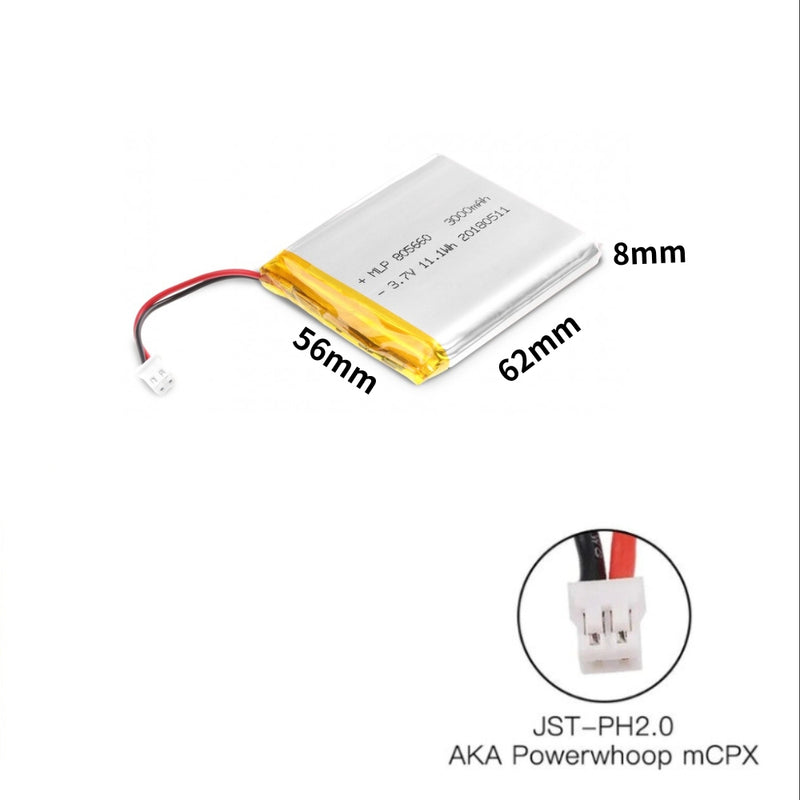 Load image into Gallery viewer, [PH2.0-JST Connector][805660] Universal 3000mAh 3.7V Rechargeable Li-Ion Lithium Polymer Battery - Polar Tech Australia
