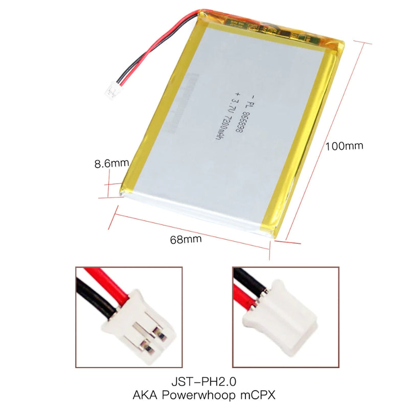 Load image into Gallery viewer, [PH2.0-JST Connector][866898] Universal 7200mAh 3.7V Rechargeable Li-Ion Lithium Polymer Battery - Polar Tech Australia
