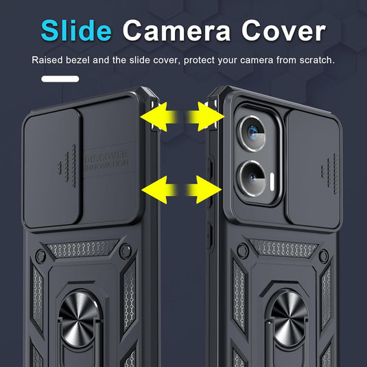 [Magnetic Ring Kickstand][Slide Camera Cover] Motorola Moto G Stylus 5G 2024 - Shield Shockproof Rugged Heavy Duty Case - Polar Tech Australia