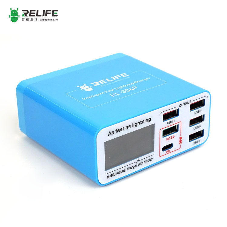 Cargue la imagen en el visor de la galería, [RL-304P] RELIFE Smart 6-Port Digital Display Lightning Charger - Polar Tech Australia
