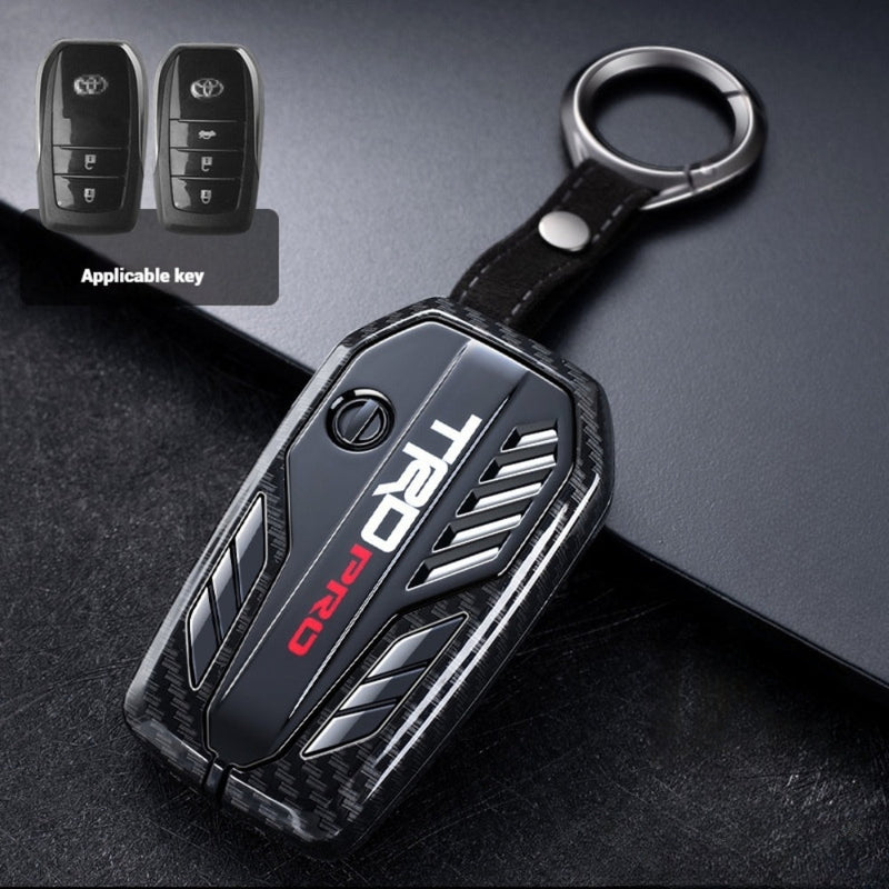 Load image into Gallery viewer, Toyota TRD Carbon Fiber Metal Car Key Fob Protective Case Cover For C-HR, Camry, RAV4, Avalon, Prius, Corolla, Highlander, GT86, Prado
