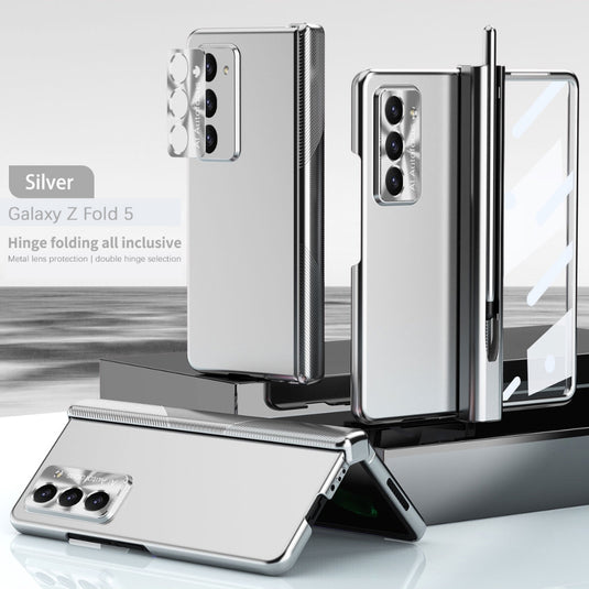 [With Pen Slot] Samsung Galaxy Z Fold 3 (SM-F926) - Full Coverage Electroplated Magnetic Hinge Shockproof Protective Case