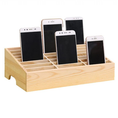 [ 24 Slots] Wooden Multi-Slot Phone Storage Box – Office, Meeting Organizer, and Student Phone Holder - Polar Tech Australia