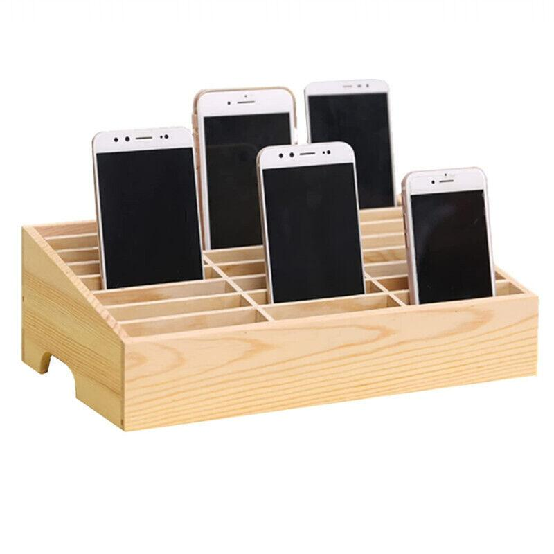 Cargue la imagen en el visor de la galería, [ 24 Slots] Wooden Multi-Slot Phone Storage Box – Office, Meeting Organizer, and Student Phone Holder - Polar Tech Australia
