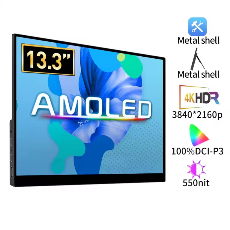 Cargue la imagen en el visor de la galería, [SU13] 13.3 Inch 4K OLED Portable Monitor AMOLED 100% DCI-P3 USB-C Second Gaming Screen for Laptop Xbox Switch PS5/4 Macbook
