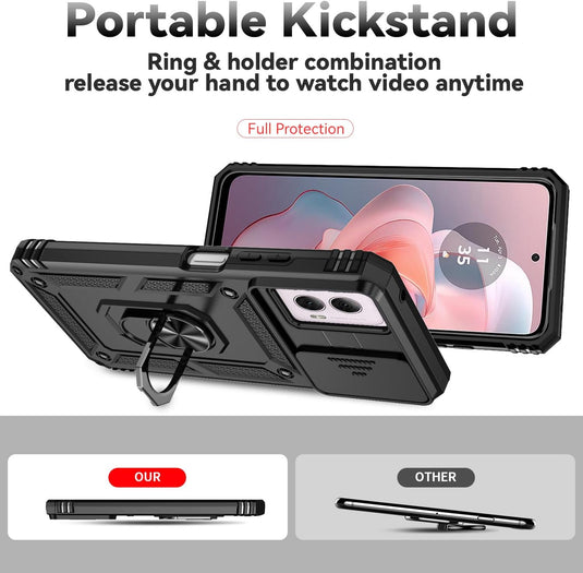 [Magnetic Ring Kickstand][Slide Camera Cover] Motorola Moto G Power 2024 - Shield Shockproof Rugged Heavy Duty Case - Polar Tech Australia