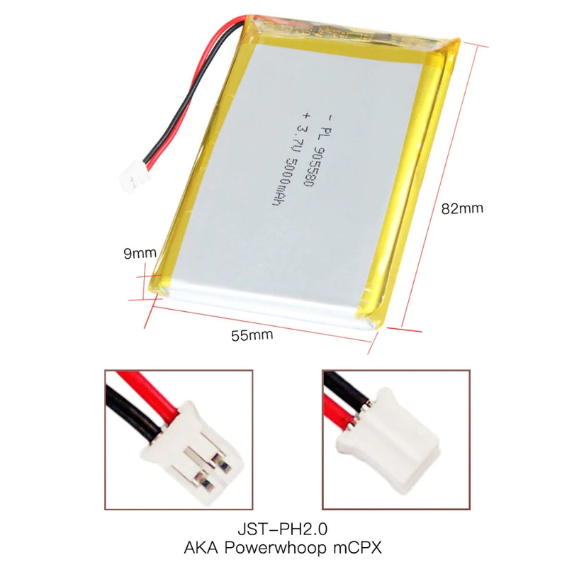 Load image into Gallery viewer, [PH2.0-JST Connector][905580] Universal 5000mAh 3.7V Rechargeable Li-Ion Lithium Polymer Battery - Polar Tech Australia

