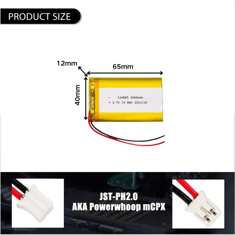 Load image into Gallery viewer, [PH2.0-JST Connector][124065] Universal 4000mAh 3.7V Rechargeable Li-Ion Lithium Polymer Battery - Polar Tech Australia
