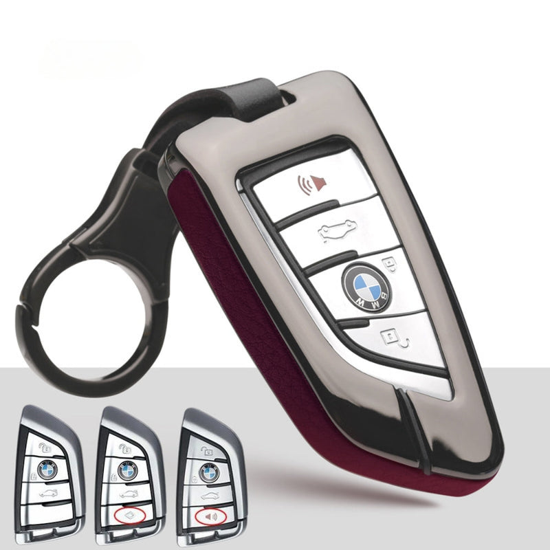 Load image into Gallery viewer, BMW Zinc Alloy + Leather Car Key Fob Case Cover For 1, 3, 4, 5, 6 Series, X3, X5, X6, X7
