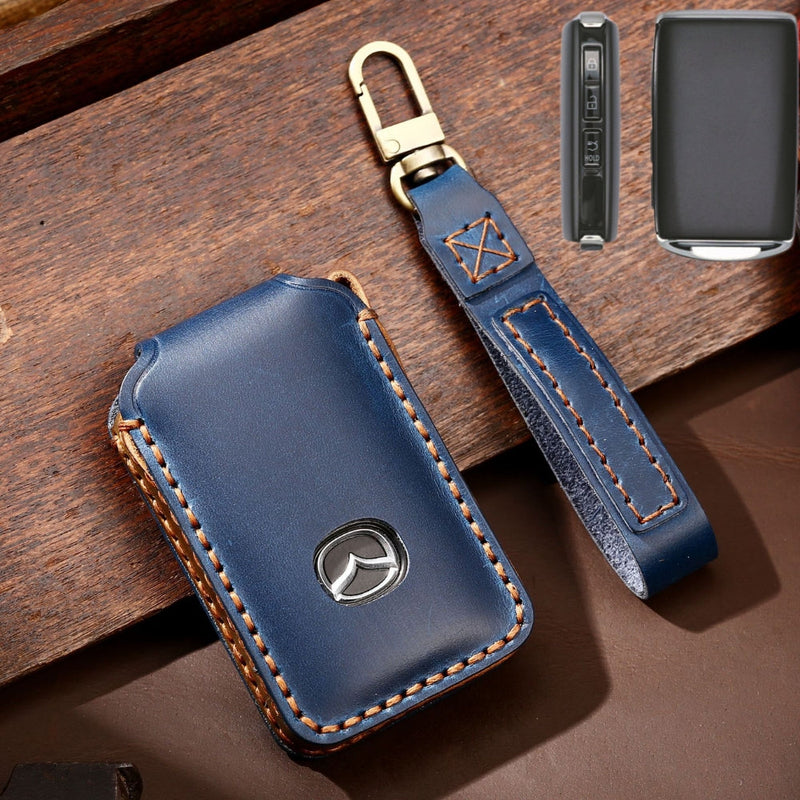 Cargue la imagen en el visor de la galería, Mazda Handcrafted Genuine Leather Folding Car Key Fob Case Cover For CX-5, CX-3, CX-30, CX-9
