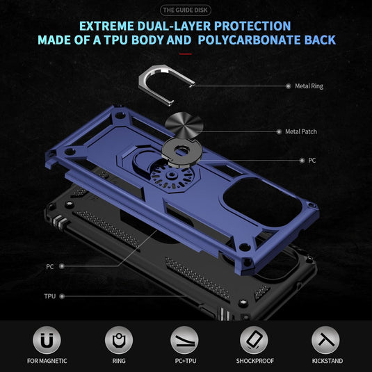 [Built-in 360-degree rotatable ring bracket] Motorola Moto Edge 2024 - Shield Shockproof Rugged Heavy Duty Case - Polar Tech Australia