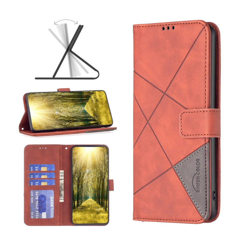 Load image into Gallery viewer, Apple iPhone 17 - Rhombus Texture Magnetic Leather Phone Case
