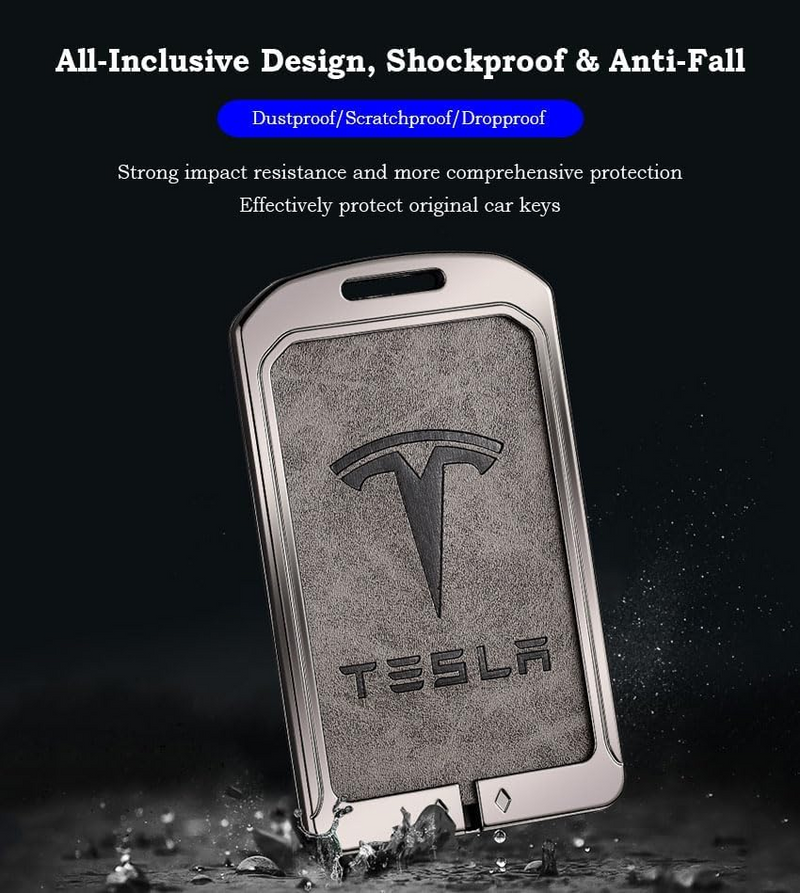 Cargue la imagen en el visor de la galería, Tesla Metal + PU Leather Smart Key Card Case for Model 3, S, Y, X

