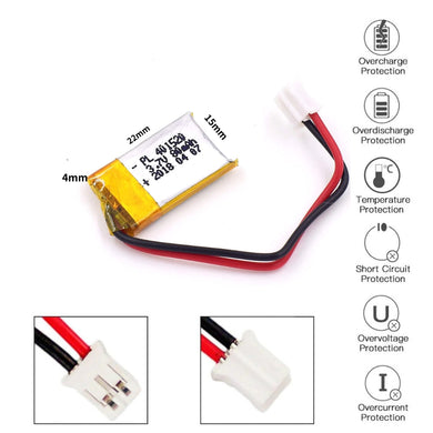 [PH2.0-JST Connector][401420] Universal 80mAh 3.7V Rechargeable Li-Ion Lithium Polymer Battery - Polar Tech Australia
