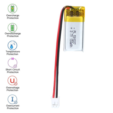 [PH2.0-JST Connector][402025] Universal 150mAh 3.7V Rechargeable Li-Ion Lithium Polymer Battery - Polar Tech Australia