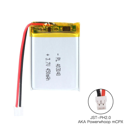 [PH2.0-JST Connector][403040] Universal 450mAh 3.7V Rechargeable Li-Ion Lithium Polymer Battery - Polar Tech Australia
