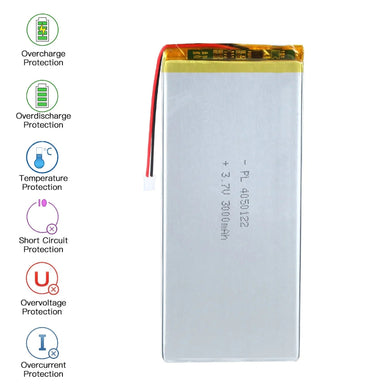 [PH2.0-JST Connector][4050122] Universal 3000mAh 3.7V Rechargeable Li-Ion Lithium Polymer Battery - Polar Tech Australia