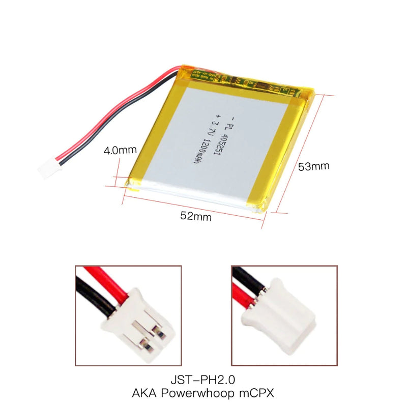 Load image into Gallery viewer, [PH2.0-JST Connector][405251] Universal 1200mAh 3.7V Rechargeable Li-Ion Lithium Polymer Battery - Polar Tech Australia
